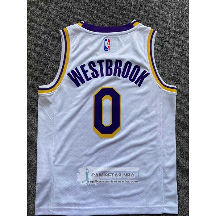 Camiseta Nino Los Angeles Lakers Russell Westbrook NO 0 Association 2022-23 Blanco